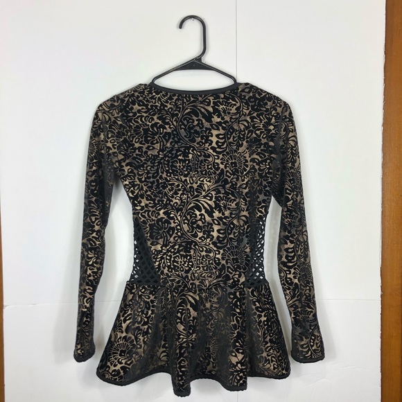 Tops - Art Stone Black Lace Peplum Dance Top Sz M
